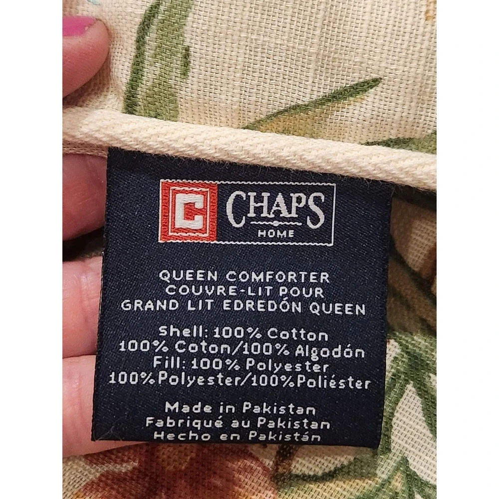 Chaps Ralph Lauren Queen Comforter & 2 Shams Key Biscayne Floral Corded‎ Vintage